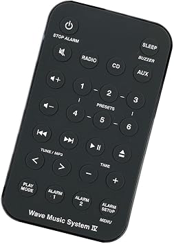 Remote control with music system speaker blind operation and button layout to minimize errors