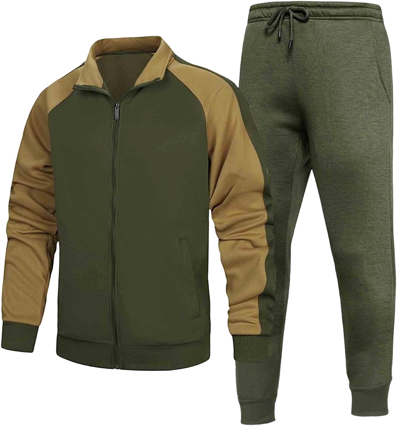 Men's Retro Colorblock Track Jacket Set 2 Piece Active Sweatsuit