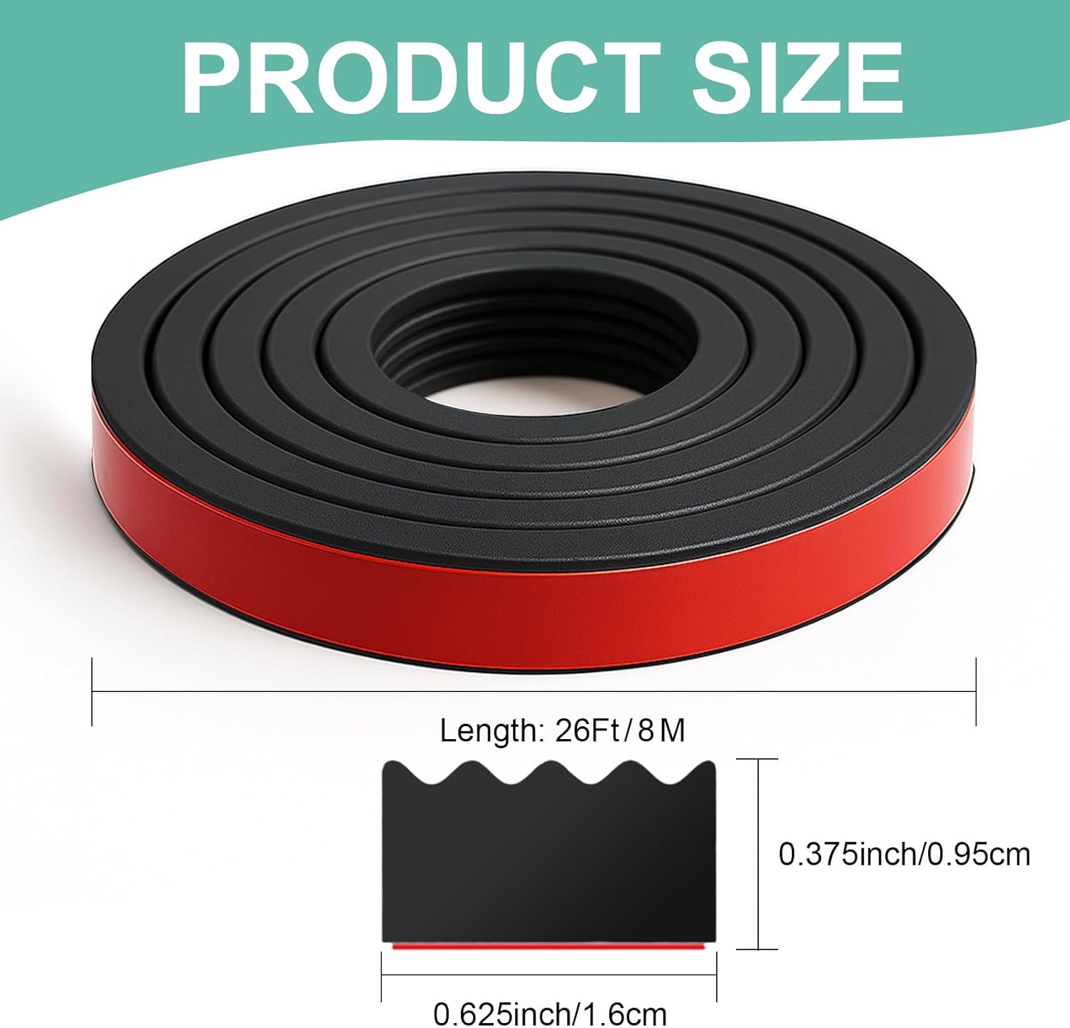 Weather Stripping Seal Strip: 26FT EPDM Foam Rubber with Strong Adhesive for Door, Garage, RV, Truck, Auto, Window, Noise Insulation