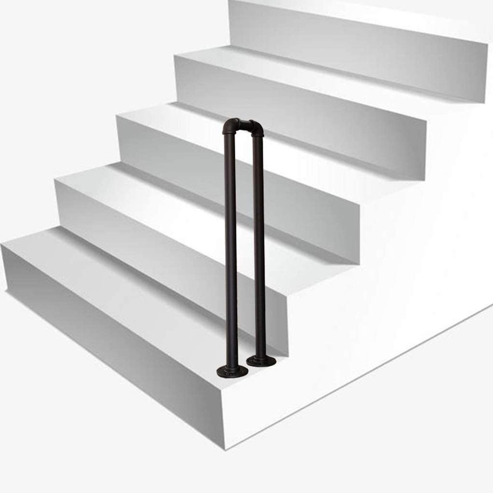 Corrimano per ringhiere per Scale a Forma di U, corrimano per ringhiera di Transizione in Ferro battuto Nero Opaco per Scale Interne e balaustra per gradini Esterni (Dimensioni: 85