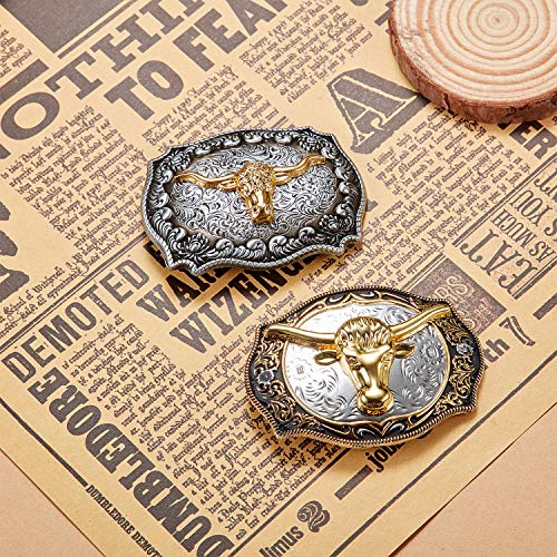 Willbond WILLBOND-BULL BELT-01 2 Pieces Longhorn Bull Eagle Letter J Belt Buckle Cowboy Belt Buckle Western Rodeo Bull Buckle thumb #3