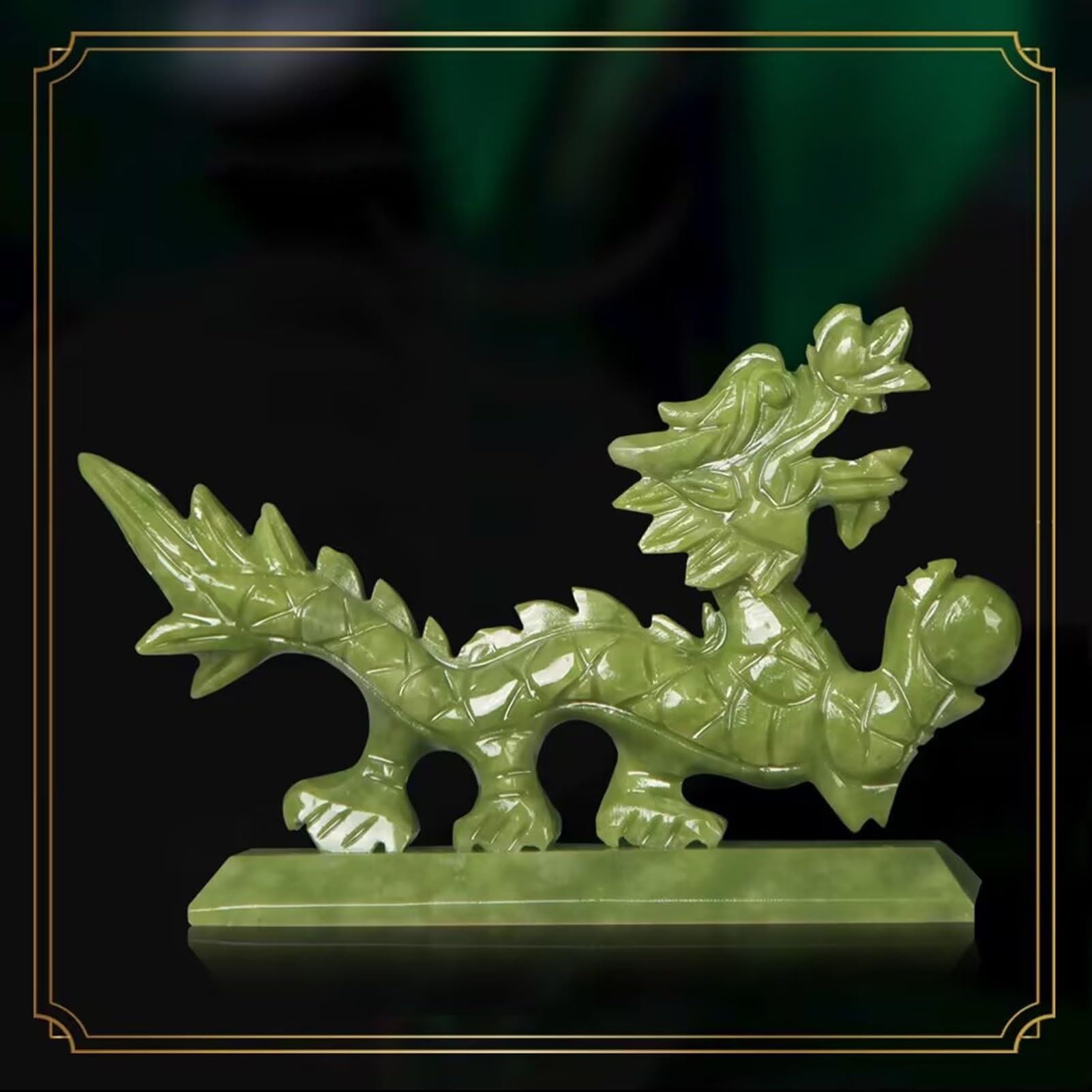 YUZDNM Art Statue - Sculpture, Dragon Statues For Home Decor Chinese Feng Shui Natural Jade, Dragon Figurines And Sculptures And Collectibles Symbol Of Prosperity, Luck & Success(A,L20cm)