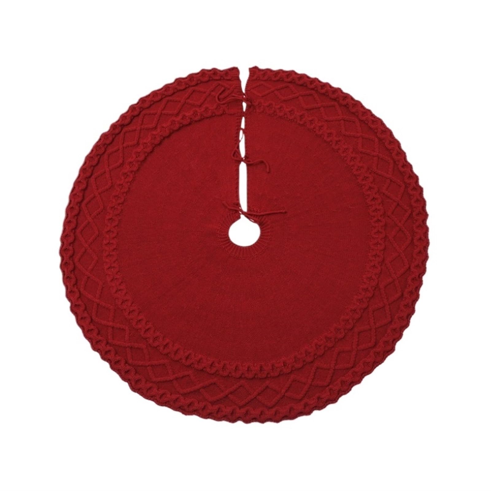 Weihnachtsbaum Rock, 3 Stück Gestrickter Weihnachtsbaumrock, Rot, Dick, Rustikaler Baumrock for Weihnachtsdekoration Decke Weihnachtsbaum(Rood)