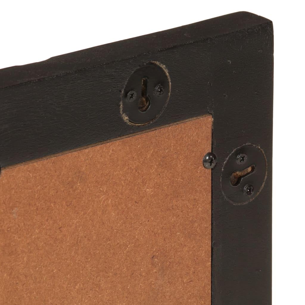 Badspiegel Schwarz 50x70x2,5 cm aus massivem Mangoholz mit Glas, Wandmontage für Flur, Bad und Schminktisch, klarer Spiegel für Kosmetik und Rasur