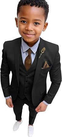 Boys Suits Tuxedo Slim Fit Suit for Kids Toddler 3 Piece Formal Wedding Outfit Jacket Vest Pants Set