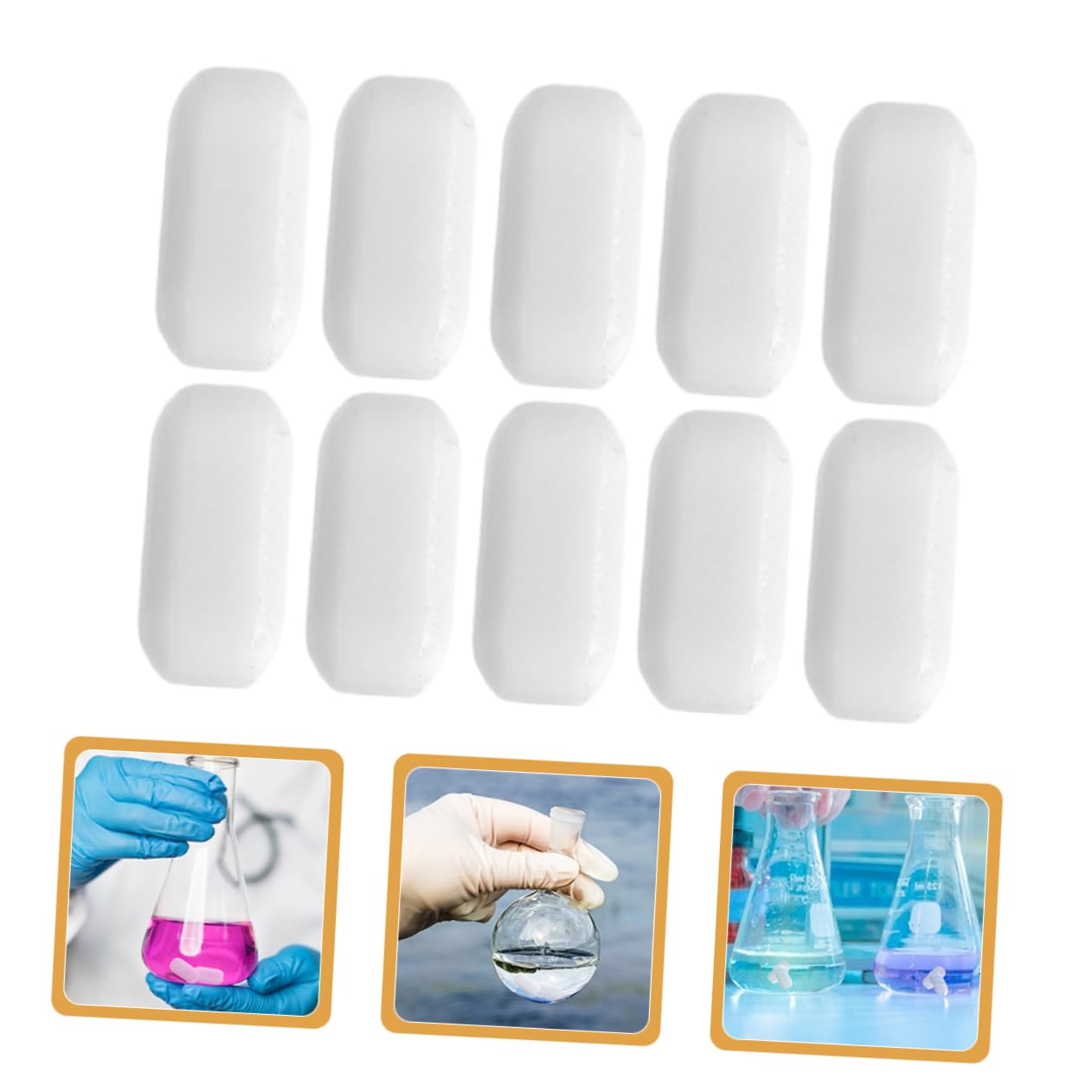 Varillas Agitadoras Magnéticas 10 Piezas Ptfe para Laboratorio | Blanco, Resisten Altas Temperaturas, Mezcla Uniforme de Muestras, Suministro Técnico para Entorno Científico
