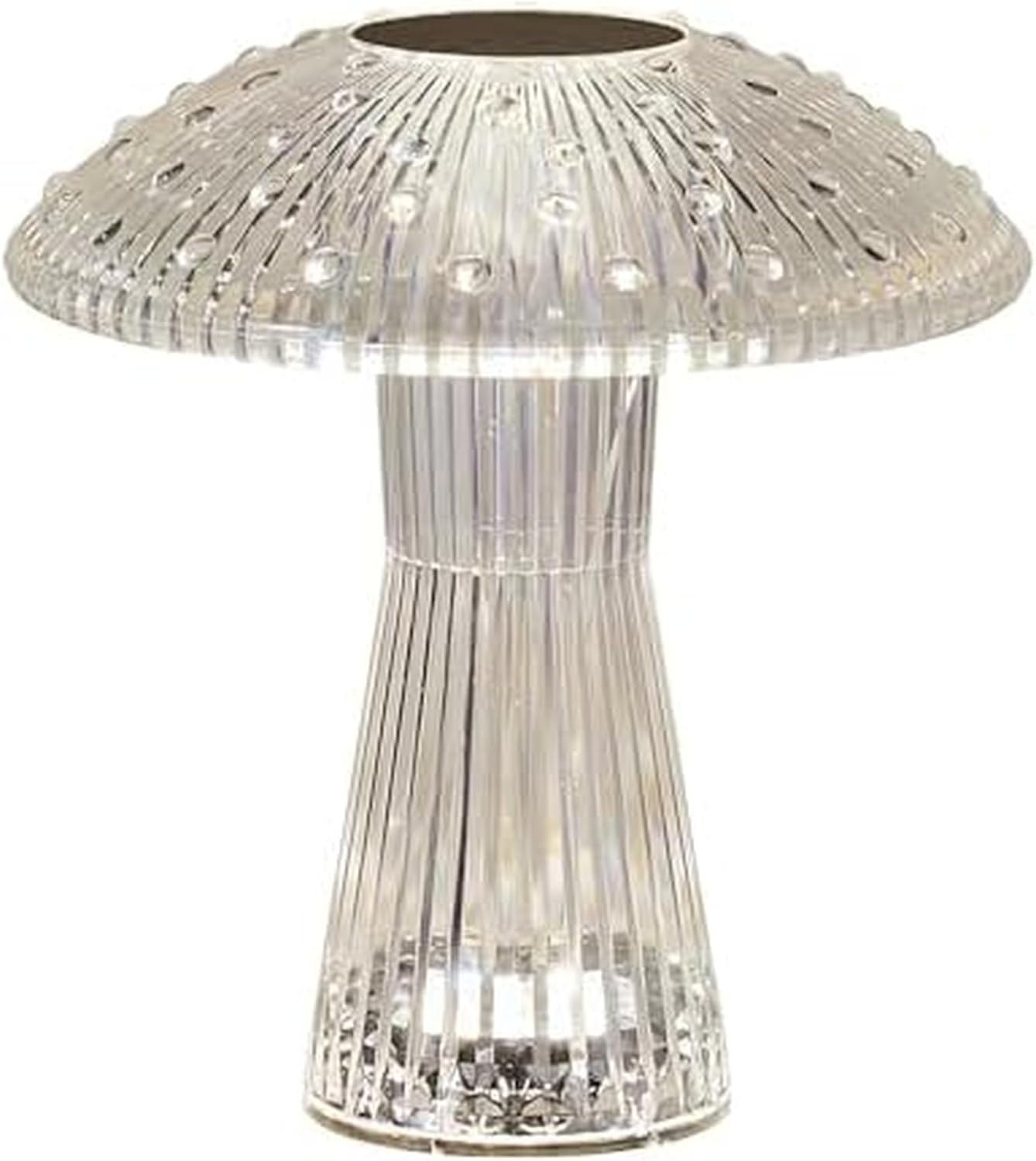 Mikasa Elements 8 Inch Mushroom Acrylic LED Rechargeable Table Lamp - Cordless Touch Dimmer, 3 Color Modes, USB-C Charging, Portable Desk Lamp for Living Room, Bedroom, Dining Area