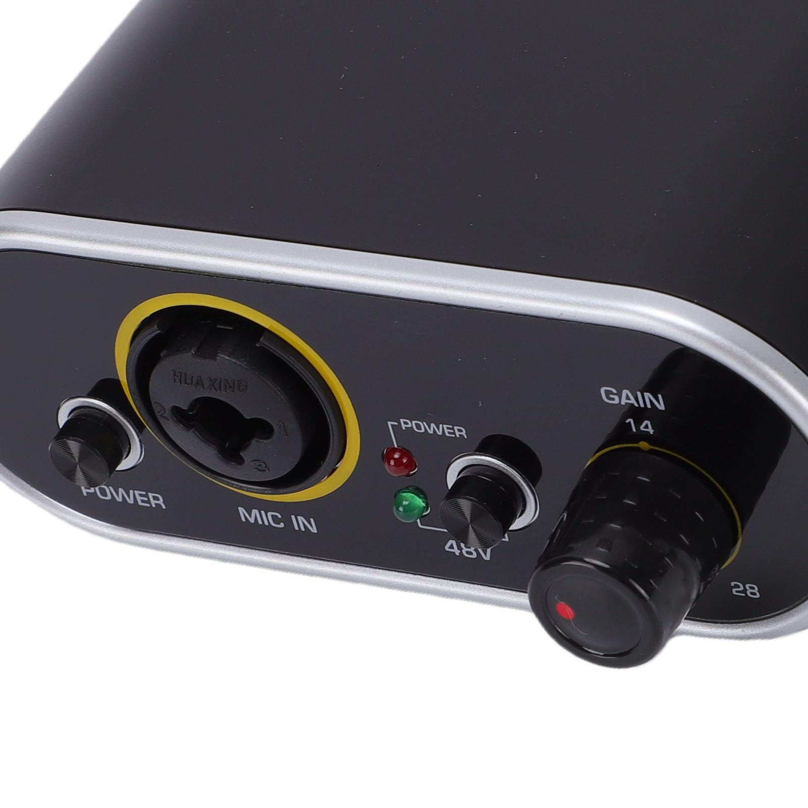 Dpofirs Preamplificatore Microfonico Regolabile, Ingresso a 2 Canali, Preamplificatore Microfonico per Registrazione in Studio con Microfono Dinamico e a Condensatore