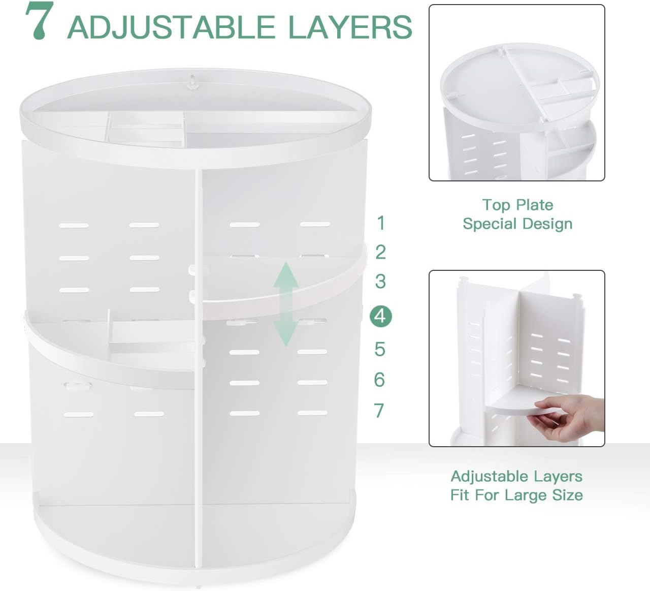 360 Rotating Makeup Organizer, DIY Adjustable Spinning Holder,