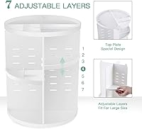Vista 2 de Organizador de Maquillaje Giratorio de 360°, Soporte Giratorio Ajustable DIY, Caja de Exhibición de Almacenamiento de Cosméticos Plegable, Blanco
