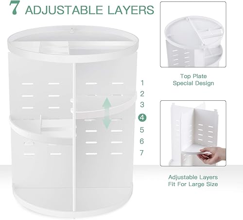 Miniatura 2 de Organizador de Maquillaje Giratorio de 360°, Soporte Giratorio Ajustable DIY, Caja de Exhibición de Almacenamiento de Cosméticos Plegable,