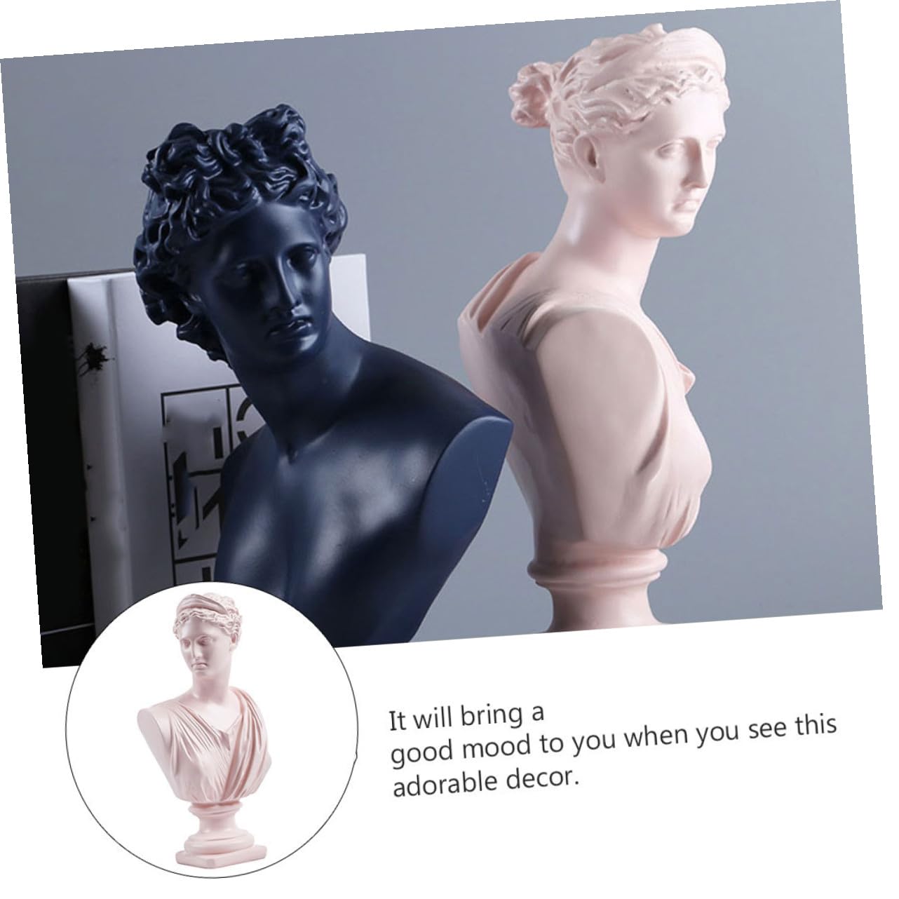 Artibetter Statua Busto di in Resina Rosa per Decorazione Casa