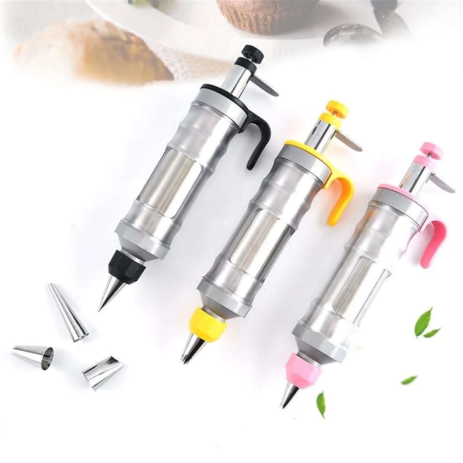 Syringe para Decorar Tartas Extrusora manual de punto alto for el hogar | Herramientas for hornear DIY Decoración de pasteles Spray Postre Jeringa(Yellow)