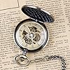 Tiong Locomotive Vintage Mechanical Pocket Watch Manual Winding Roman Numerals Mechanical Pocket Watch with Case and Chain #3