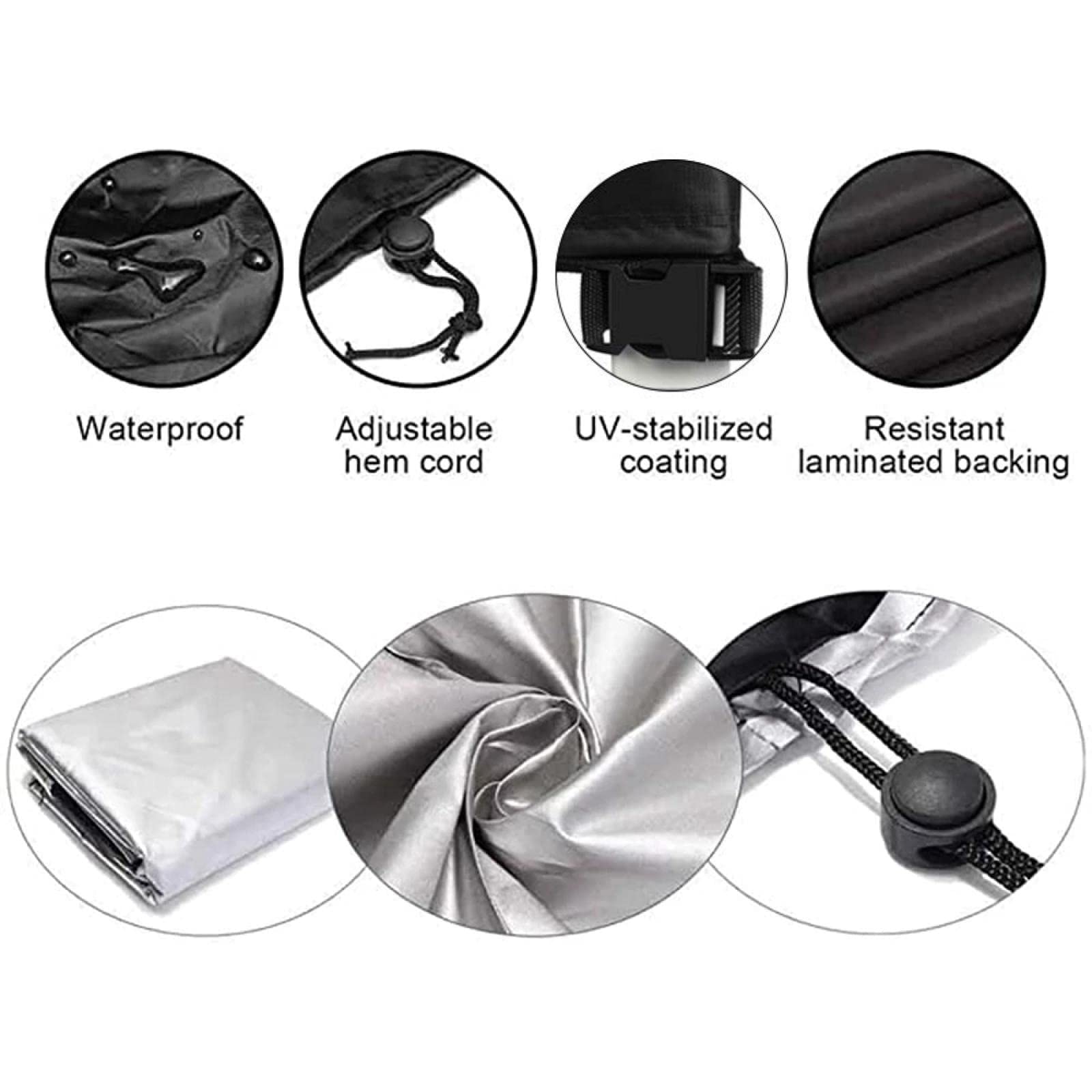 Set di coperture per mobili da esterno in tessuto Oxford 420D, resistente agli strappi, resistente ai raggi UV, antivento, impermeabile, grigio argento, adatto per divano e sedie in rattan, 290 x 110