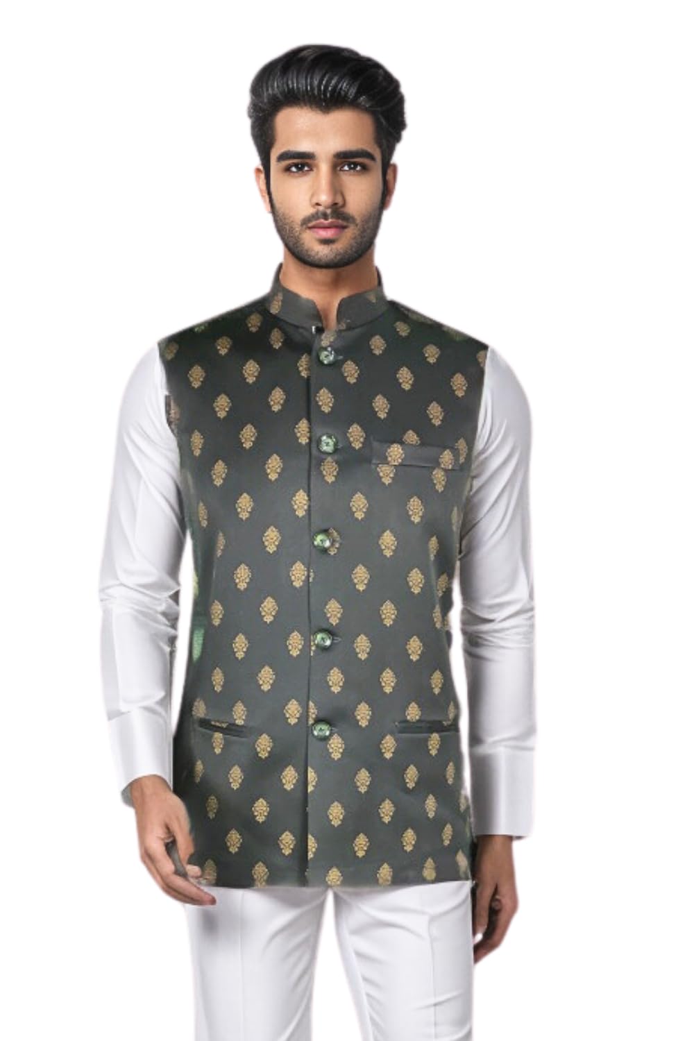 blacksmith Tiny Paisley Jacquard Nehru Jacket for Men - Wedding Jacket for Men-picture-19