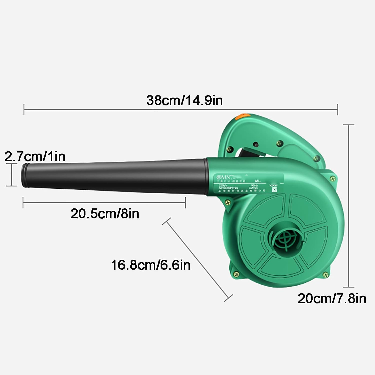Leaf Blower 220v Blower Blower and Suction Blower 1000w is Used for dust Removal, Snow Removal, and Fallen Leaves (Green) (Color : Constant Speed) (Speed Regulation)