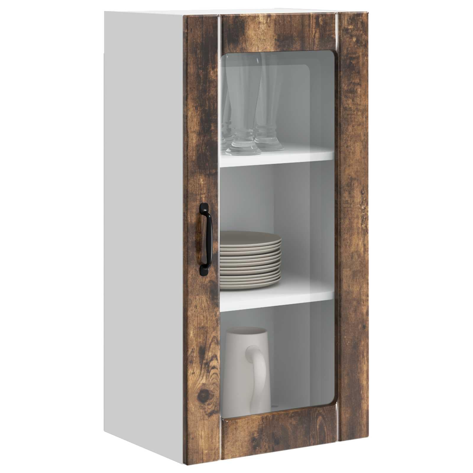 Cabinet en Verre Mural Porto vidaXL Chêne Fumé 40x31x80 cm