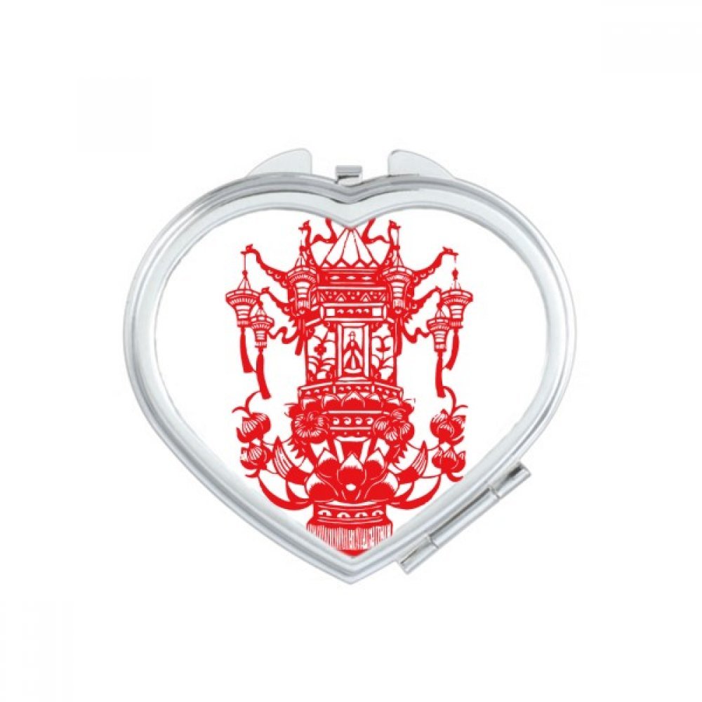 Miroir de poche cadeau mignon lanterne rouge lotus pour anniversaire et fetes