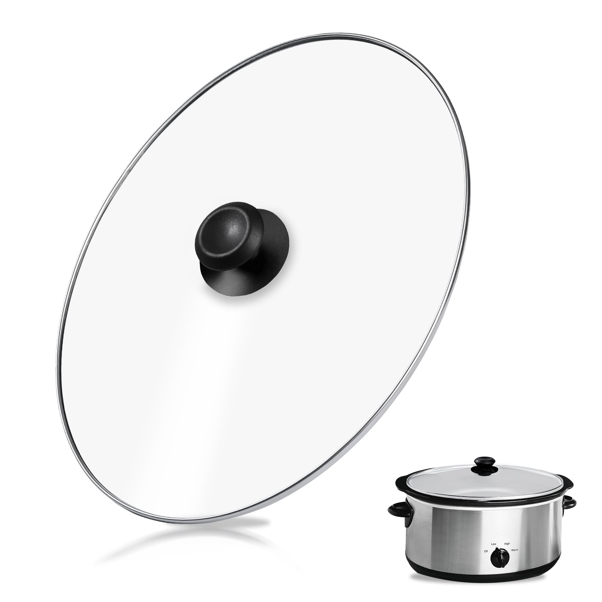Oval Glass Lid 7 Quart Crock Pot lid Replacement for Hamilton & Rival Beach Slow Cooker Lid 7 QT 33474G, SCV700, SCV700SS, SCV700-KC, SCV702, SCCPVP700-S
