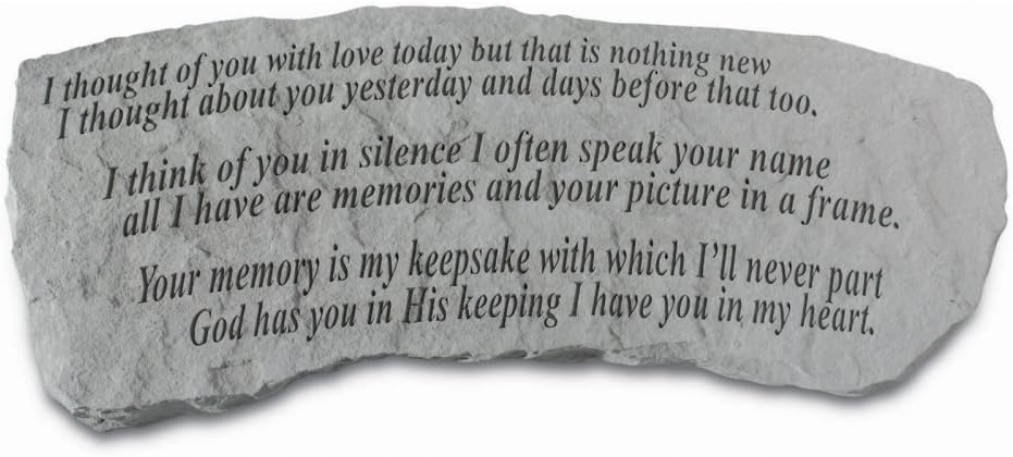 Kay Berry 'I Thought of You with Love' Stone Garden Bench - Durable 29"W Memorial Seating for Outdoor Remembrance