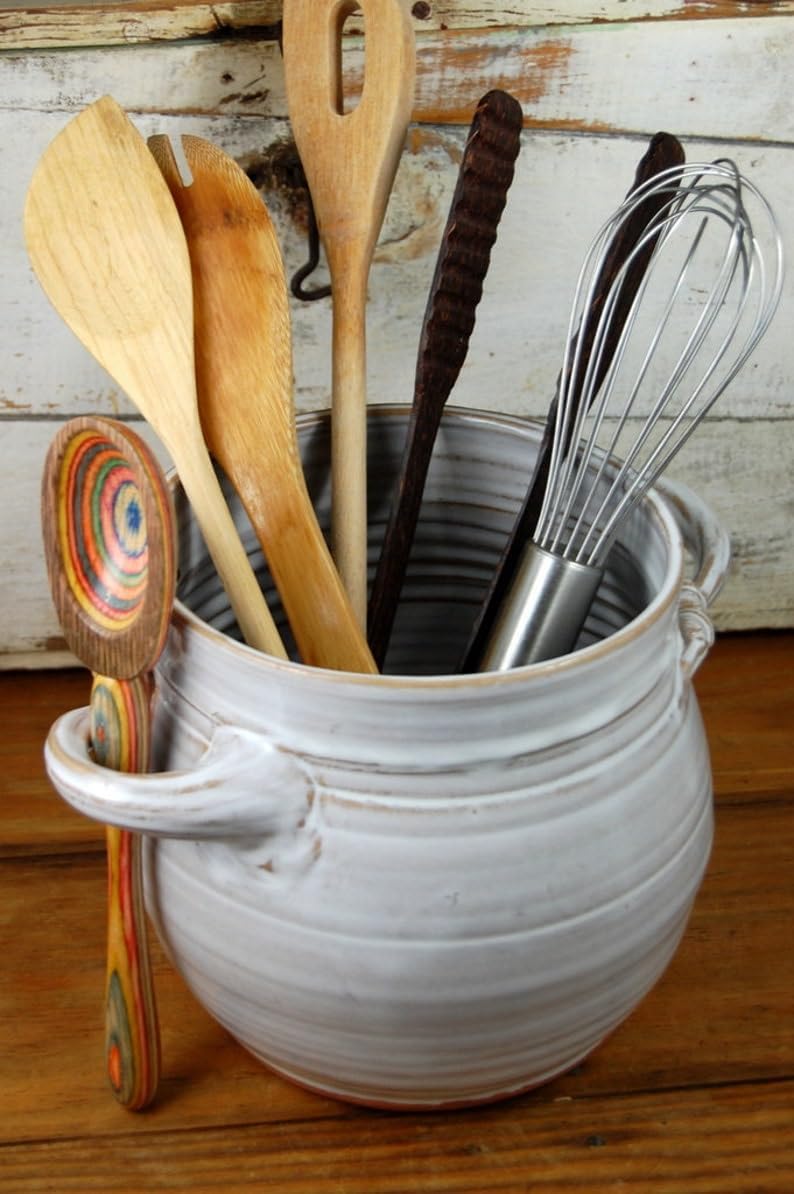 Solid Shale Utensil Crock — A Hand-Finished Stoneware Vessel for Your Kitchen Tools