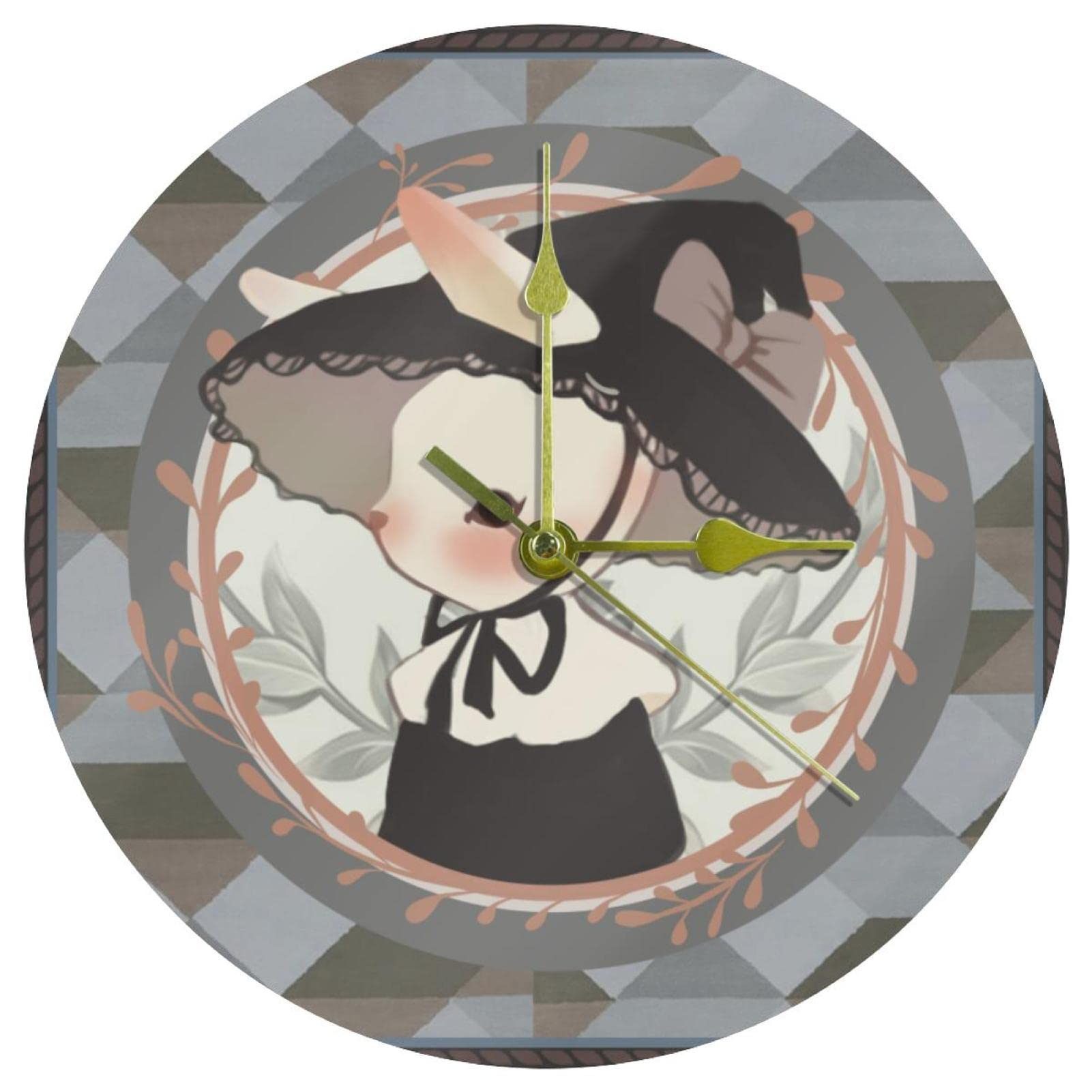 Horloge murale lapins mignons en acrylique pour décorer l'école et la maison