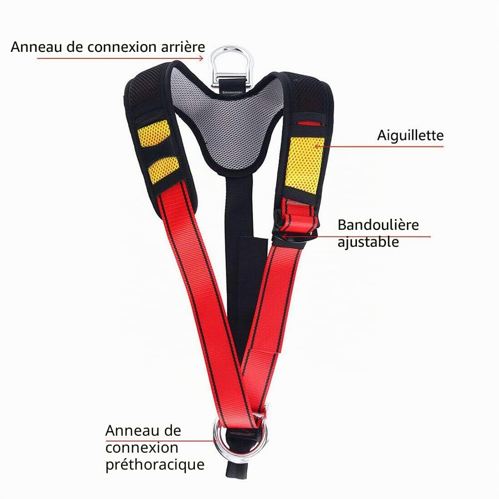Ensembles de Harnais de sécurité Ensembles Mousquetons Totale du Corps Protection Absorbant Les Chocs Ceinture, Anti-Chutes Ceinture De SéCurité for Travaux AéRiens en Plein Air