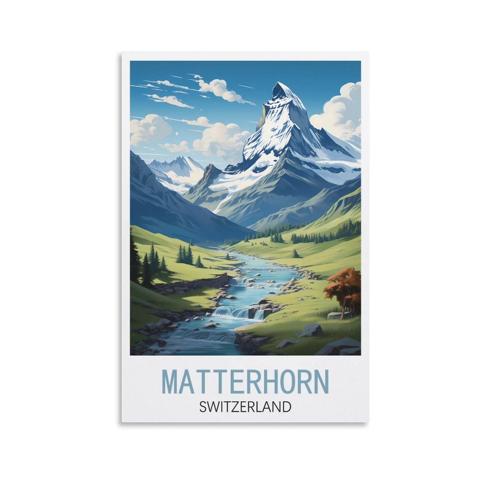 EZMLFA 5D Diamond Art Kits for Beginner,Matterhorn Switzerland,DIY Round Full Drill Crystal Art Craft Painting for Home Wall Decor 40x40cm