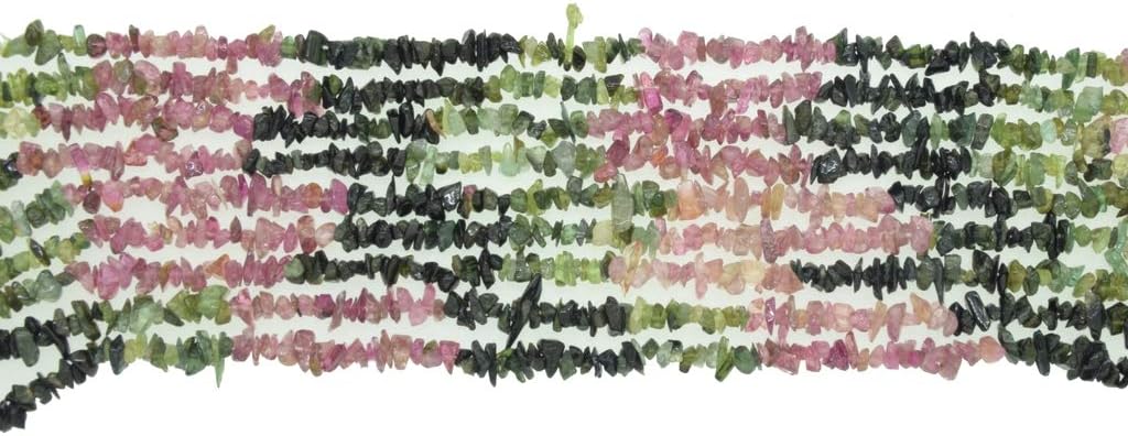 ShreeCrystalsBeads Natural Multi Tourmaline Gemstone Chips Beads for Jewelry Making Free Form Shape, Multi Tourmaline Chips, 50 Strands Each of 34" Length