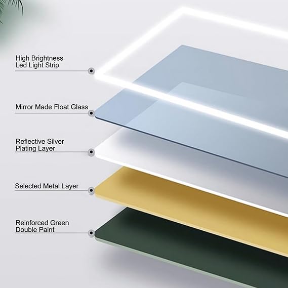 Mirror Smart Vanity Mirrors Smart Bathroom Mirror with Demister with 3 Colors Dimmable for Living Room Entryway Bedroom(60x55 cm)