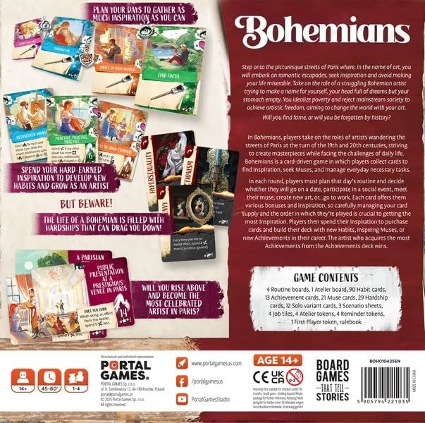 Bohemians juego de mesa estrategia 1-4 jugadores 14+ años miniatura 2