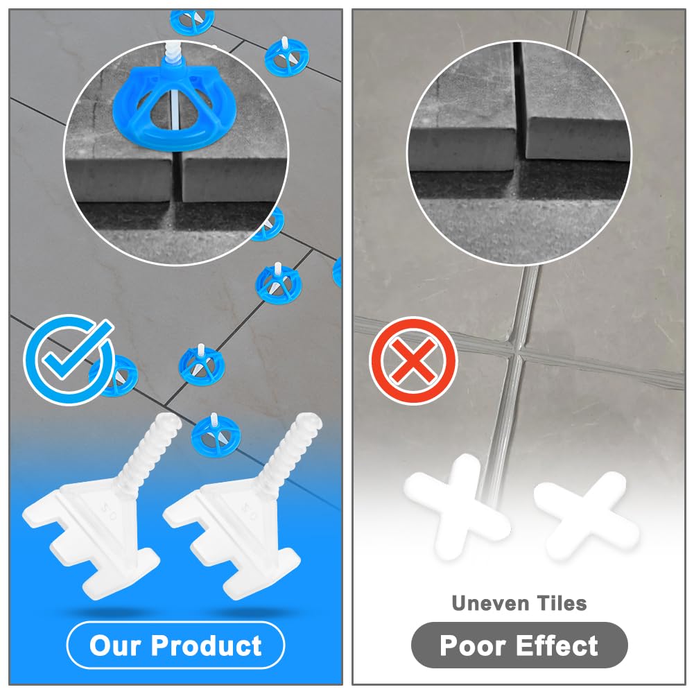 Flintronic 200PCS Tile Leveling System 2mm, Screws Tile Levelling System, Tile Spacers Leveling Clips, Tile Spacers Only - Image 3