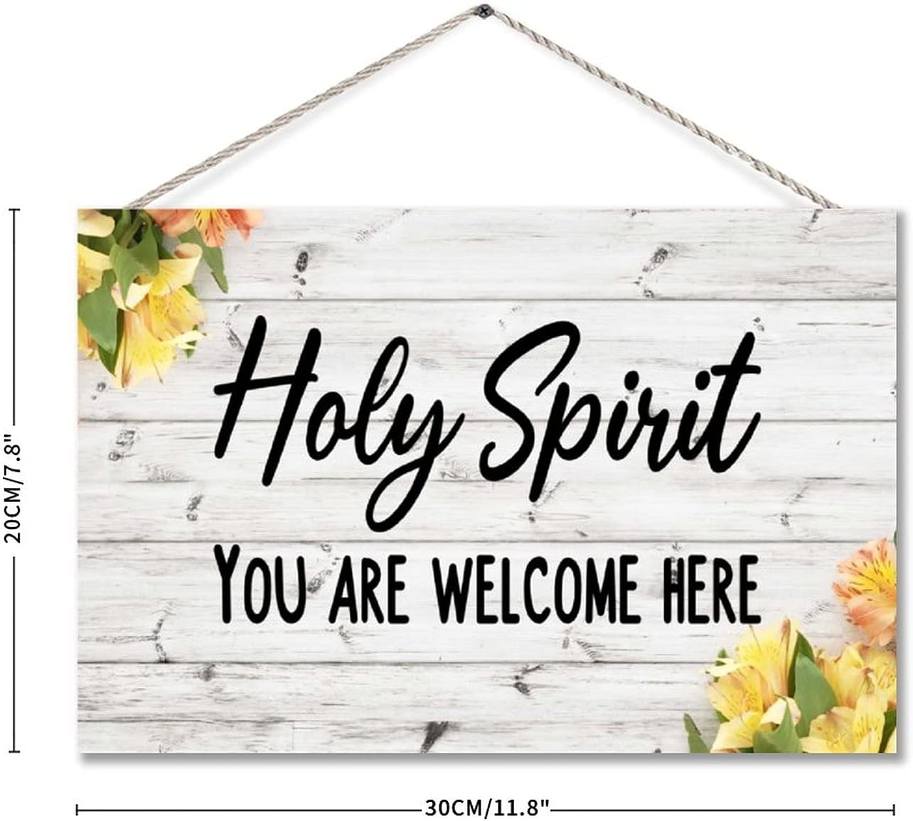 Wall Decorative Bible Wood Sign Holy Spirit You are Welcome Here Sign Bible Verse Christian Religious Quotes Jesus Rusitc Hanging Plaque Living Room Dining Room Decor Housewarming Gift