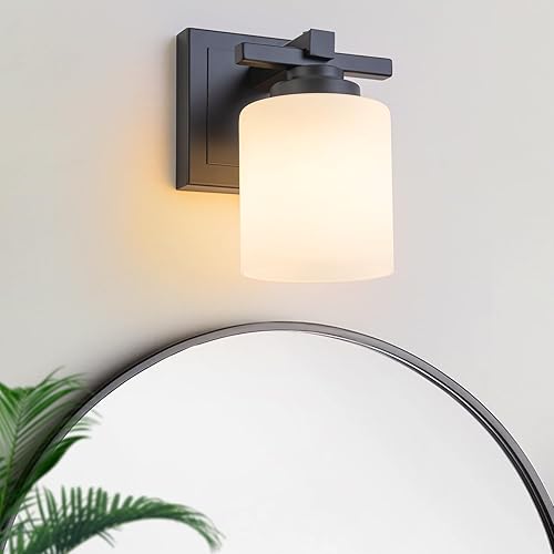 Miniatura 16 de 1 Lámpara Moderna para Baño sobre Espejo, Luces de Tocador Cromadas para Apliques de Pared de Baño con Pantallas de Vidrio Blanco Lechoso, Casquillo