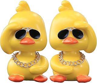 wonuu Cute Yellow Duck Toy Car Ornaments Cool Duck Car Dashboard Decorations Shaking Head Doll
