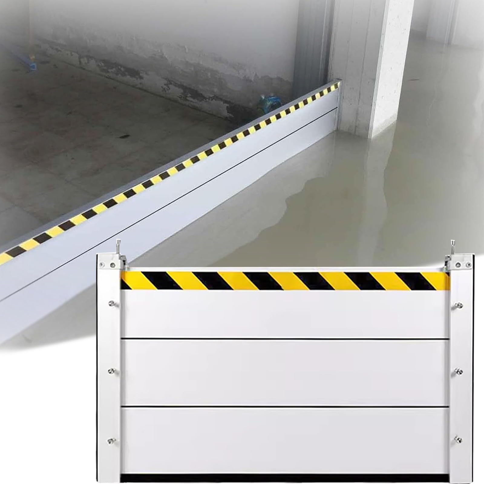 Barreras de emergencia contra inundaciones para entradas de garajes, kit temporal exterior desmontable y reutilizable de alta resistencia, 60 cm de alto x 0,50 m de largo.