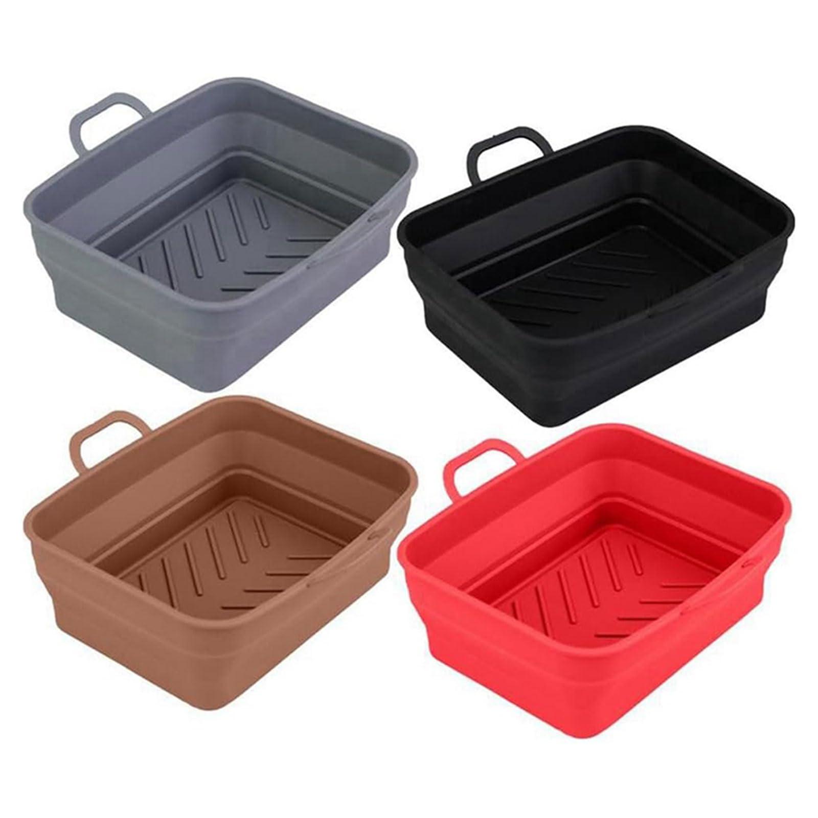 Elnwnnkc Of 4 Foldable Air Baking Tray Silicone Pots Liners Silicone Air Basket Bowl Non Stick Non Stick Foldable Baking Tray for
