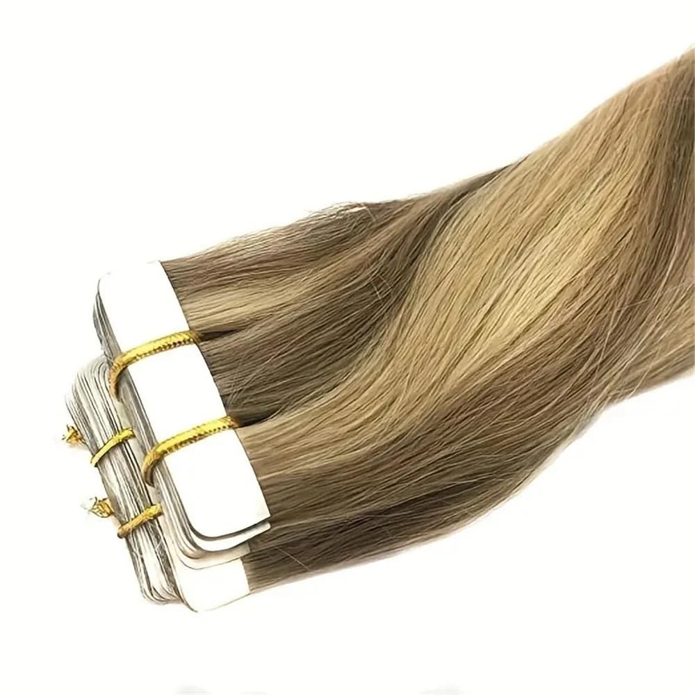 Klej Przedłużanie Włosów Taśma W Przedłużanie Włosów Ludzkich Camel Brown Mieszane Bleach Blonde 20 sztuk 50 g Remy Wątek Proste Włosy Bezszwowe Niewidoczne (22 cale)