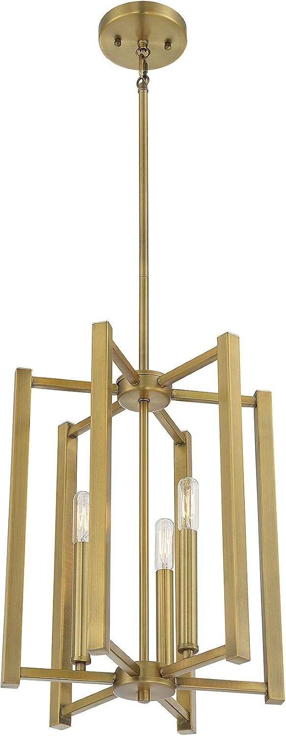 Savoy House 3-7700-3-322 Benson Modern Pendant, 3-Light 180 Total Watts, 17" H x 13" W, Warm Brass