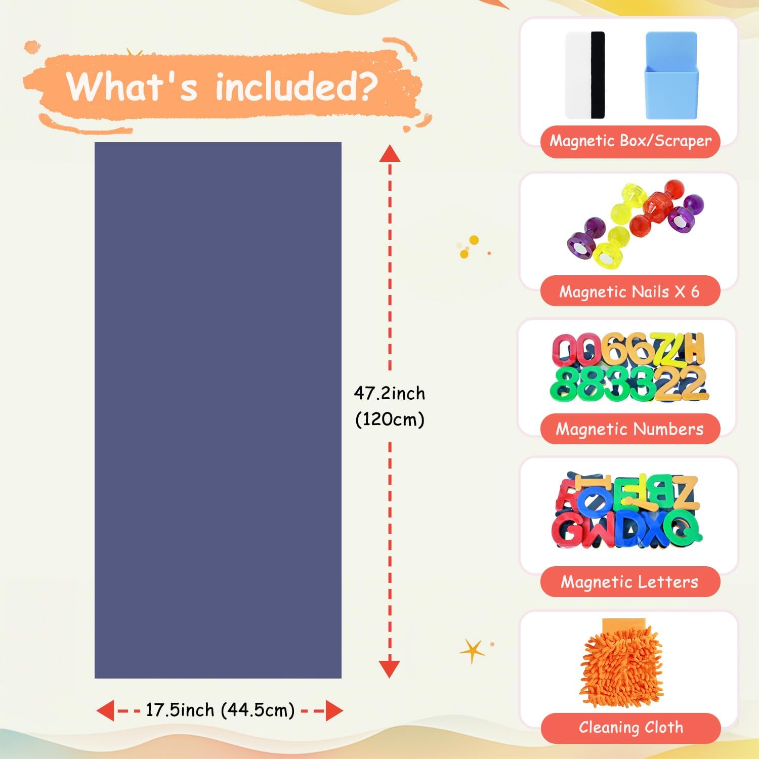 Magnetic Wall Decal 47.2x17.5 Inch Dusty Blue Magnetic Chalk Board Sticker Magnet Chalkboard for Wall Peel and Stick Self Adhesive Blackboard for Playroom Home Office