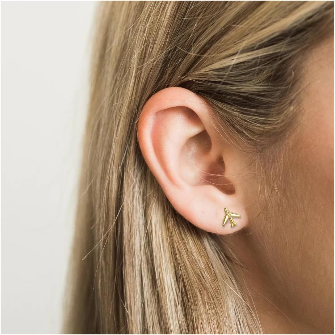Rnivida 925 Sterling Silver Small Airplane Stud Earring for Women - Image 4