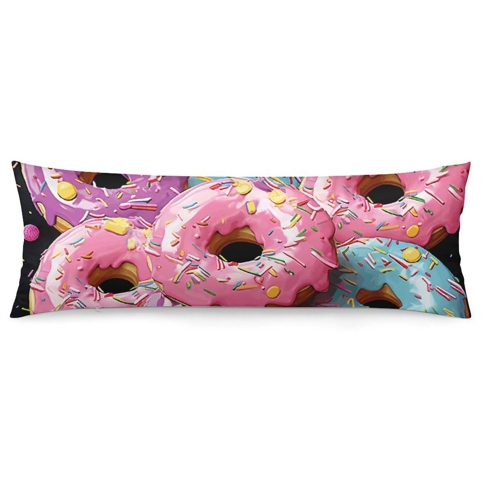 2 Pack Pillow Cases for Hair and Skin, Soft Breathable Pillow Case Covers with Hidden Zipper, Donut Pillowcase 20"x54" Pillow Covers for Sleeping Gift