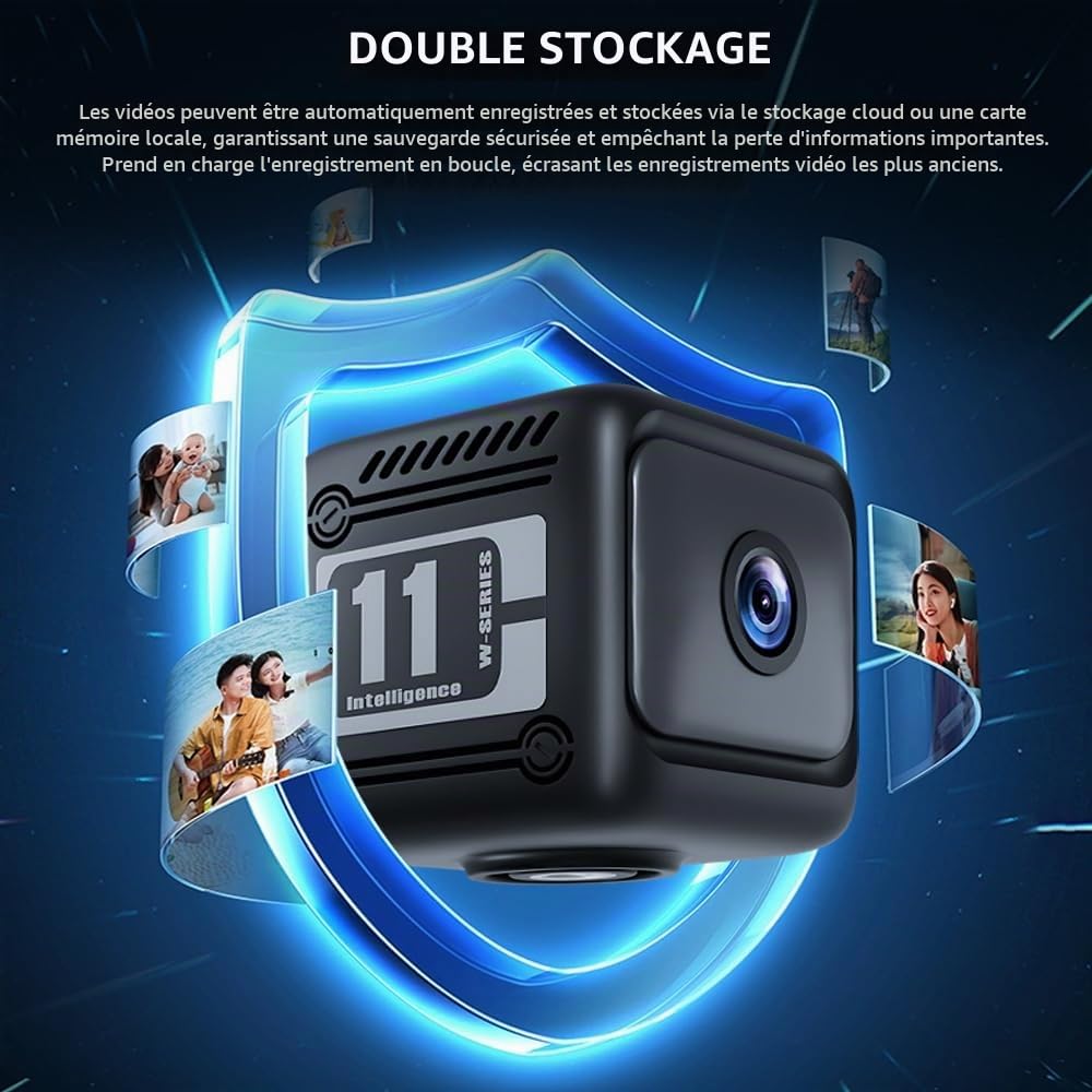 Mini caméra espion cachée 4K HD Bluetooth et WiFi sans fil pour intérieur et extérieur avec vision nocturne, détection de mouvement, enregistrement à distance, grand angle de 130°, contrôle par