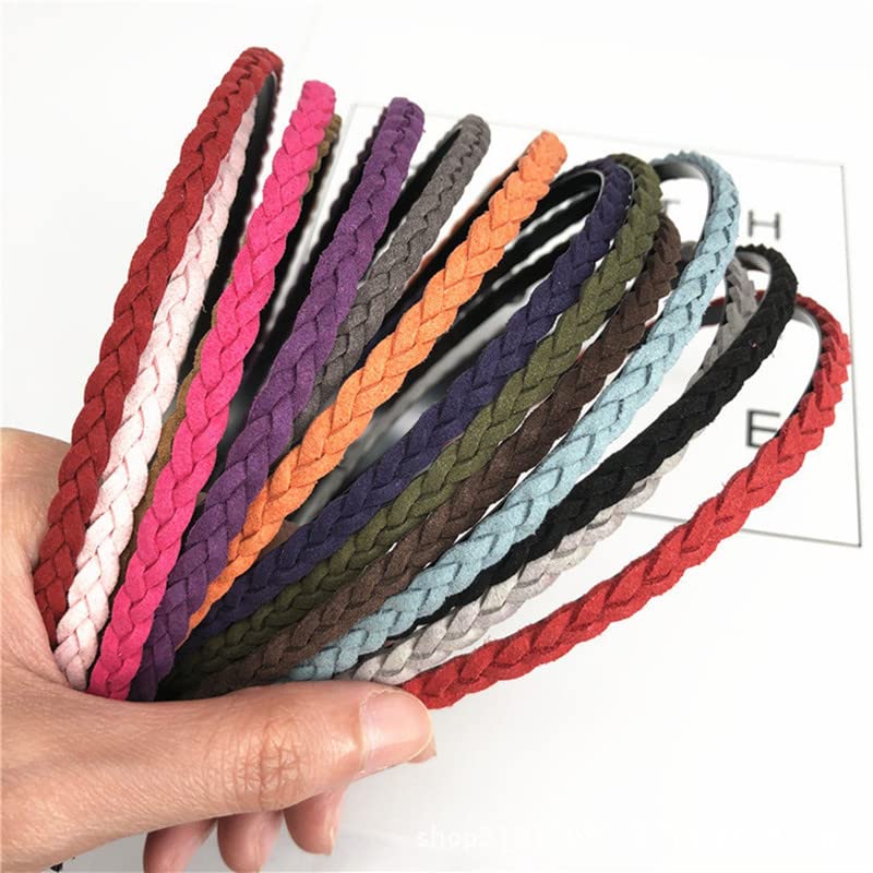 Leather Covered Twist Headbands Hair Loop Clasp Glitter Hairbands Elastics Hair Bands for Women and Girls,6pcs/Set-image-26