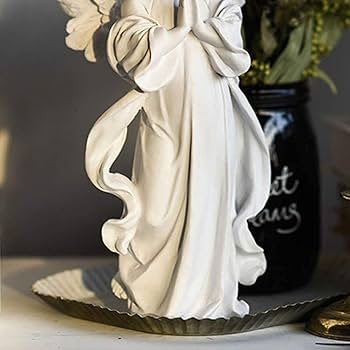 Amazon.co.jp: 美しい天使の天使の祈りの像の装飾樹脂の庭の置物屋内