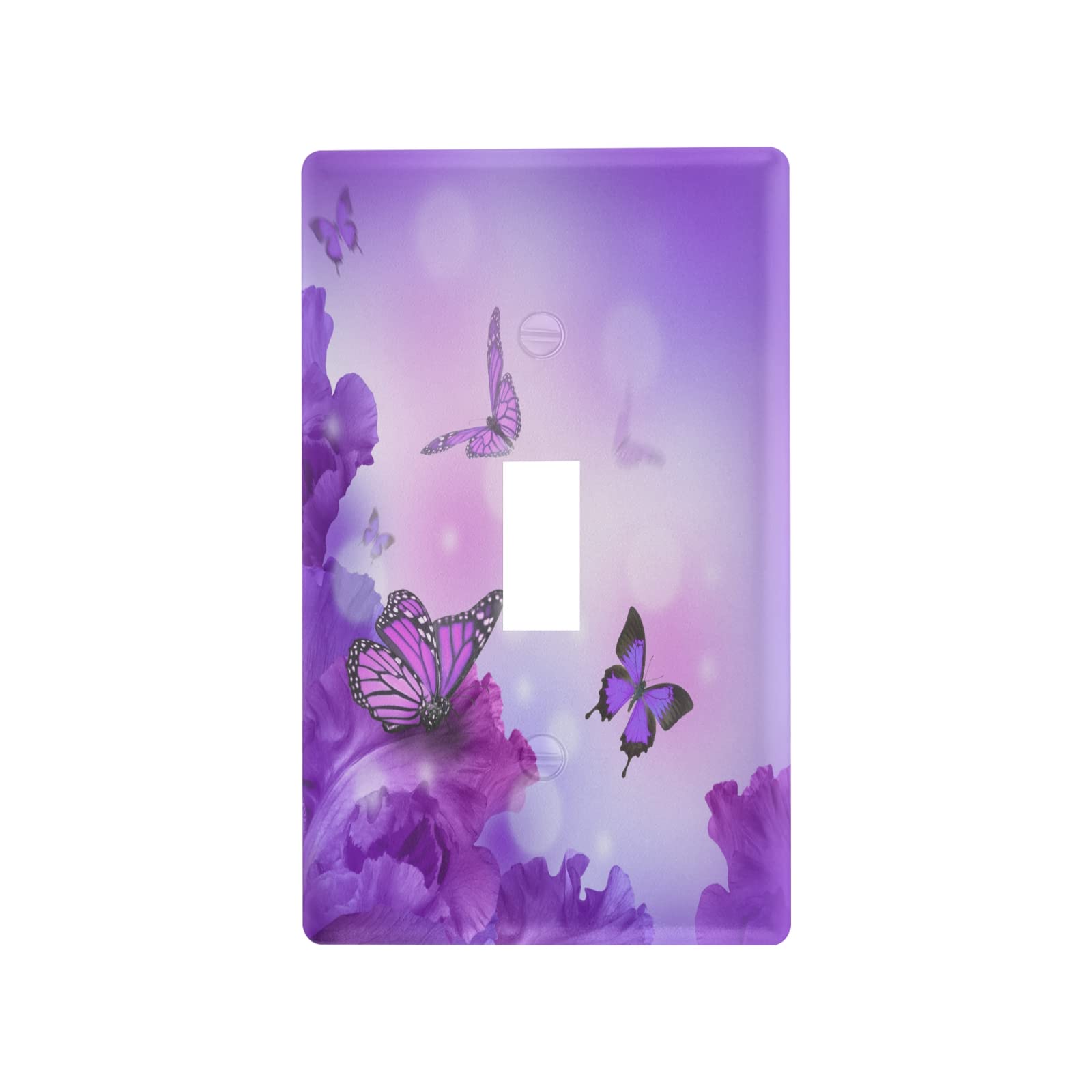 Cubierta interruptor mariposa morada decorativa de pared irrompible con tornillos