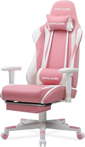 GTRACING Silla de juegos con reposapiés, silla ergonómica de escritorio para juegos de computadora, silla reclinable, ajuste de altura del asiento,
