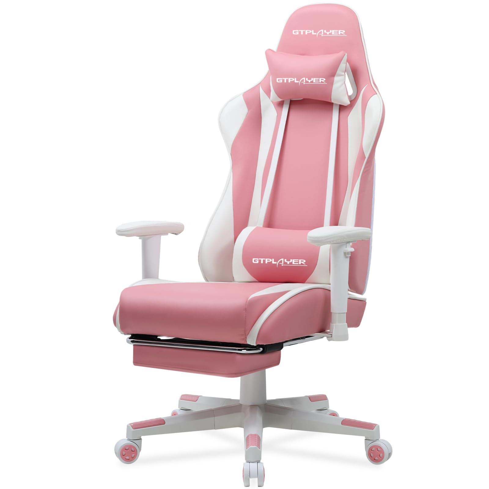 GTPLAYER Gaming Chair with Footrest, Ergonomic Computer Game Desk Chair, Recline Gaming Chair Seat Height Adjustment, Swivel Rocker with Headrest and