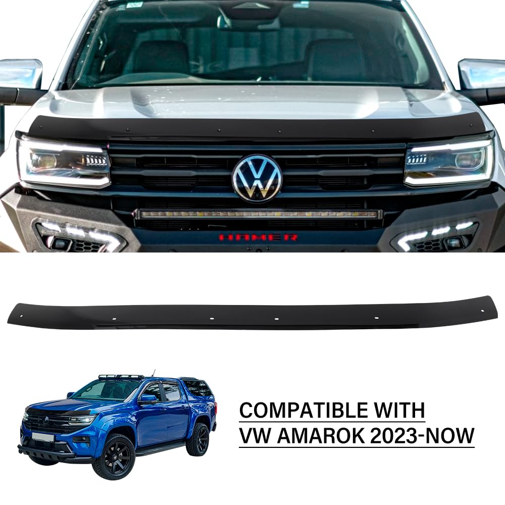 Protection de capot contre les chutes de pierres pour VW Amarok 2023-2026 V6, toutes les cabines, accessoire de pick-up, résistant aux UV, aux intempéries, en acrylique PMMA noir brillant